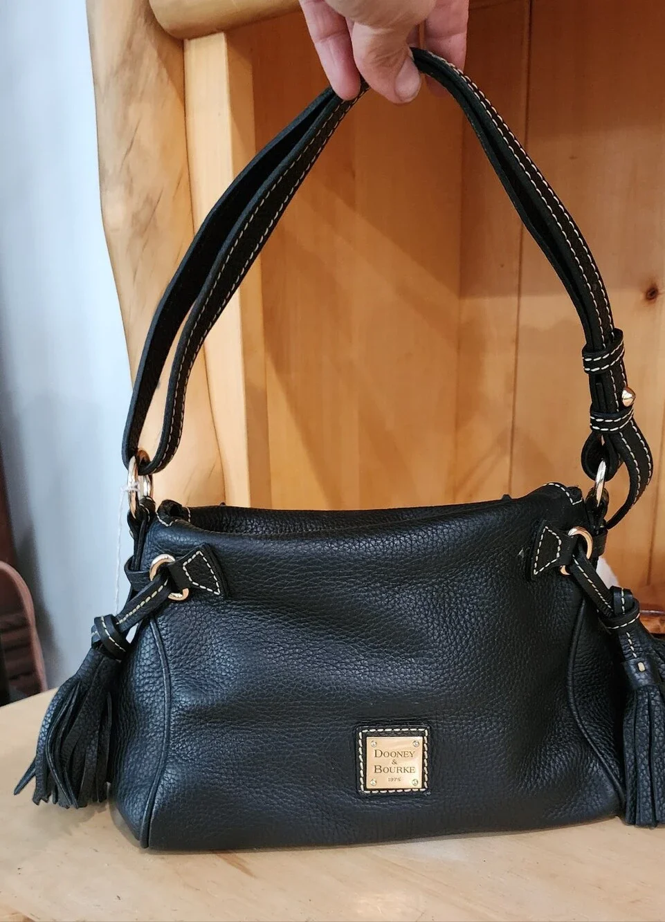 Dooney & Bourke Black Pebble Leather Shoulder Bag